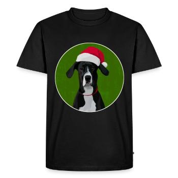 Grand chien danois au chapeau de père Noël pour Noël - T-shirt Premium bio Homme - noir - Devant - Nico (187cm)