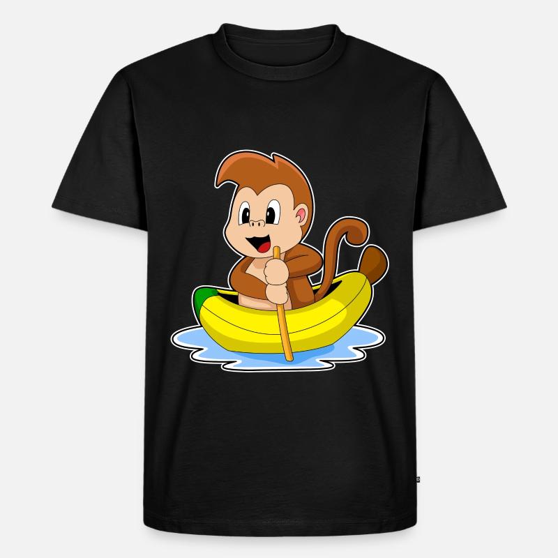 Affe Banane Boot - Männer Premium Bio T-Shirt - Schwarz