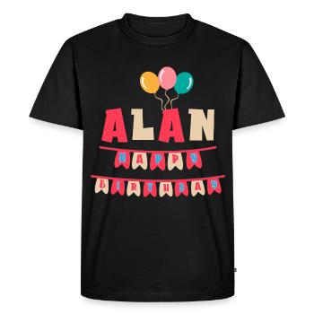 Alan t-shirt joyeux anniversaire joyeux anniversaire - T-shirt Premium bio Homme - noir - Devant - Nico (187cm)