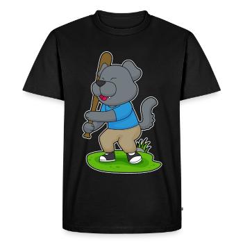 Chien Baseball Batte - T-shirt Premium bio Homme - noir - Devant - Nico (187cm)