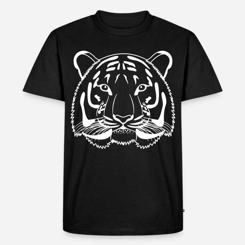Tiger Kopf - Umriss hell - Männer Premium Bio T-Shirt - Schwarz