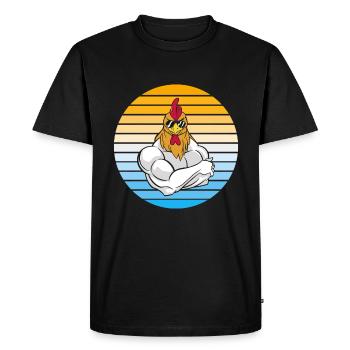 Chicken with cool sunglasses - Men's Premium Organic T-Shirt - black - Front - Nico (187cm)