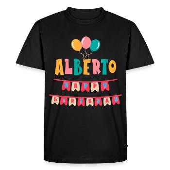 t-shirt joyeux anniversaire Alberto joyeux anniversaire - T-shirt Premium bio Homme - noir - Devant - Nico (187cm)