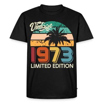 Millésime 1973 Palmiers Edition Limitée - T-shirt Premium bio Homme - noir - Devant - Nico (187cm)