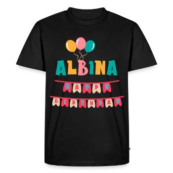 T-shirt Albina joyeux anniversaire joyeux anniversaire - T-shirt Premium bio Homme - noir - Devant - Nico (187cm)