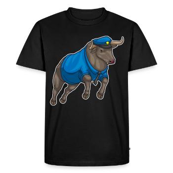 Police du Taureau Police de la Casquette - T-shirt Premium bio Homme - noir - Devant - Nico (187cm)