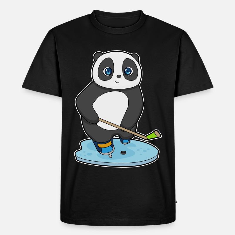Panda Eishockey Eishockeyschläger - Männer Premium Bio T-Shirt - Schwarz