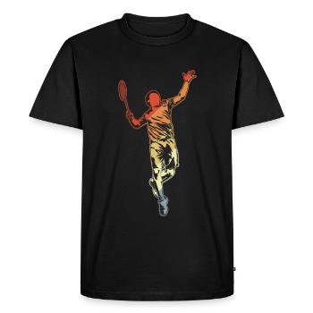 Dessin d’un joueur de badminton - T-shirt Premium bio Homme - noir - Devant - Nico (187cm)