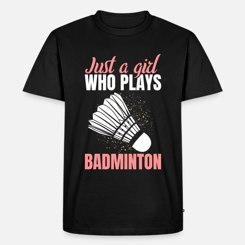 Badminton Mädchen - Männer Premium Bio T-Shirt - Schwarz