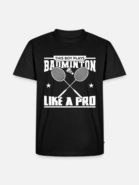 Pojken spelar som ett badmintonproffs - Ekologisk premium-T-shirt herr - svart