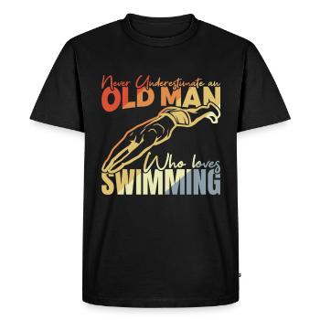 Grand-père nageur - T-shirt Premium bio Homme - noir - Devant - Nico (187cm)