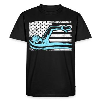 Nageur patriote - T-shirt Premium bio Homme - noir - Devant - Nico (187cm)