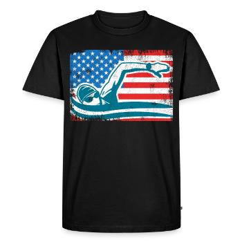 4 juillet Natation - T-shirt Premium bio Homme - noir - Devant - Nico (187cm)