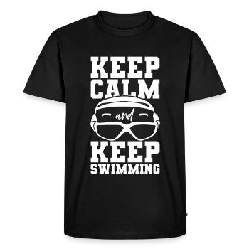 Keep Calm And Keep Swimming - Men's Premium Organic T-Shirt - black - Front - Nico (187cm)