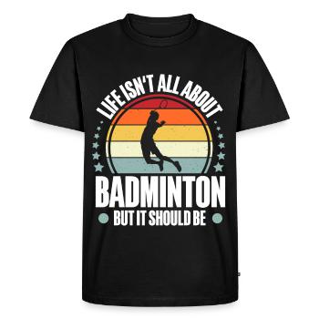 Badminton - T-shirt Premium bio Homme - noir - Devant - Nico (187cm)