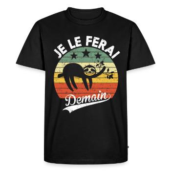 Je Le Ferai Demain Flemme Paresseux Cadeau Humour - T-shirt Premium bio Homme - noir - Devant - Nico (187cm)