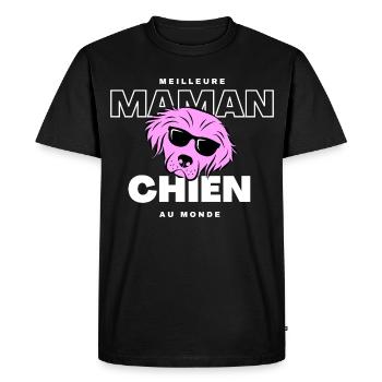 Maman Chien au Monde Rose - T-shirt Premium bio Homme - noir - Devant - Nico (187cm)