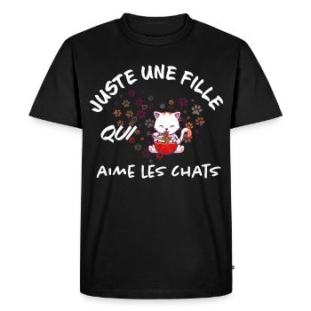 Chat gourmand Ramen Coloré - T-shirt Premium bio Homme - noir - Devant - Nico (187cm)
