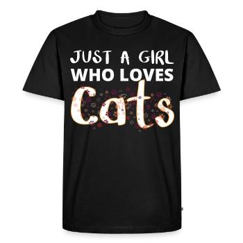 Fille Amoureuse des Chats - T-shirt Premium bio Homme - noir - Devant - Nico (187cm)