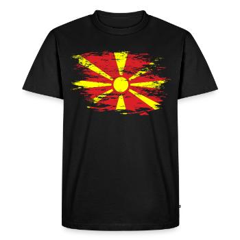 Macedonia flag used - Men's Premium Organic T-Shirt - black - Front - Nico (187cm)