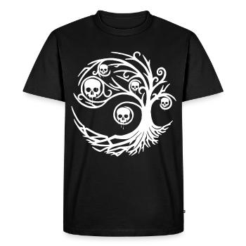 Arbre blanc aux crânes - T-shirt Premium bio Homme - noir - Devant - Nico (187cm)