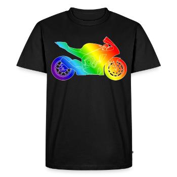 Moto supersport aux couleurs de l’arc-en-ciel - T-shirt Premium bio Homme - noir - Devant - Nico (187cm)