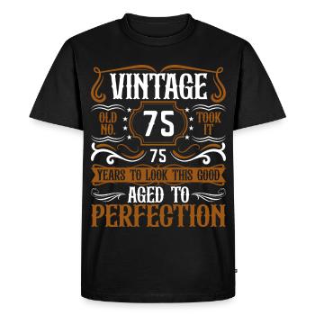 75th Birthday Vintage Retro - Men's Premium Organic T-Shirt - black - Front - Nico (187cm)