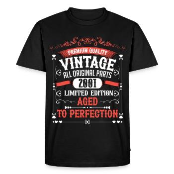 2001 Année de naissance Né Anniversaire Vintage - T-shirt Premium bio Homme - noir - Devant - Nico (187cm)