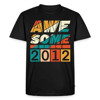 2012 Anniversaire Né Année de naissance millésime - T-shirt Premium bio Homme - noir - Devant - Nico (187cm)