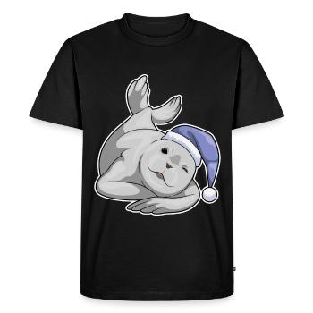 Bonnet de nuit Seal Sleeping - T-shirt Premium bio Homme - noir - Devant - Nico (187cm)