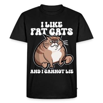 Fat cat - Men's Premium Organic T-Shirt - black - Front - Nico (187cm)