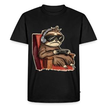 Sloth Gaming Gamer - Men's Premium Organic T-Shirt - black - Front - Nico (187cm)