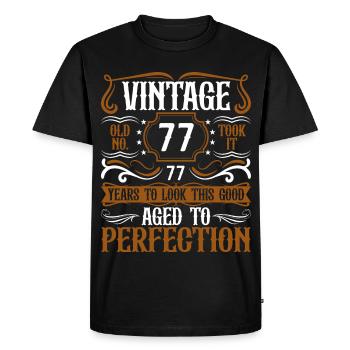 77e anniversaire Vintage Rétro - T-shirt Premium bio Homme - noir - Devant - Nico (187cm)