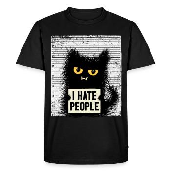 Criminal cat with saying I hate people cats - Men's Premium Organic T-Shirt - black - Front - Nico (187cm)
