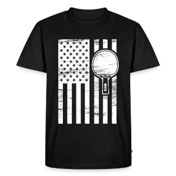 Ping Pong US Flag - Men's Premium Organic T-Shirt - black - Front - Nico (187cm)