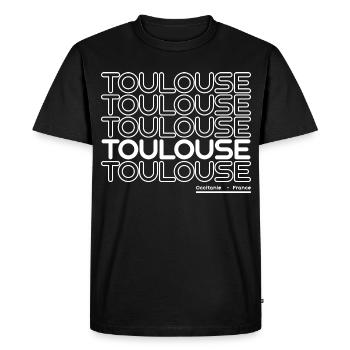 Neon Toulouse lettering - Men's Premium Organic T-Shirt - black - Front - Nico (187cm)