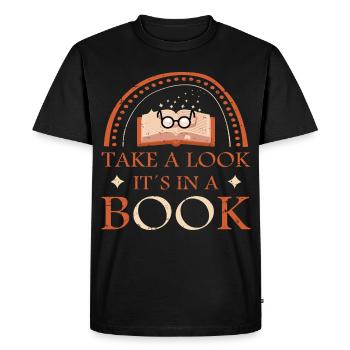 Regardez, c’est dans un livre - T-shirt Premium bio Homme - noir - Devant - Nico (187cm)