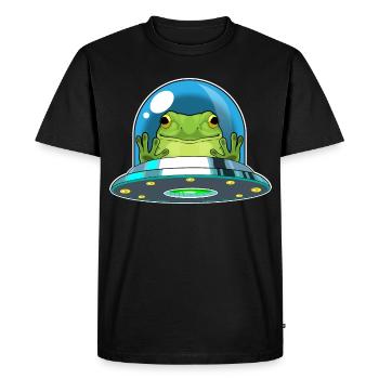 Frog Spaceship Space - Men's Premium Organic T-Shirt - black - Front - Nico (187cm)