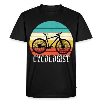 Cycologue Funny Vintage Cycliste - T-shirt Premium bio Homme - noir - Devant - Nico (187cm)
