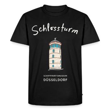Tour emblématique du château de Düsseldorf, Allemagne - T-shirt Premium bio Homme - noir - Devant - Nico (187cm)