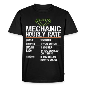Mécanicien taux horaire Mécanicien Travailleurs de la mécanique Taux de main-d’œuvre - T-shirt Premium bio Homme - noir - Devant - Nico (187cm)
