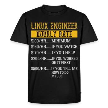 Ingénieur Linux Taux horaire Mécanique Taux de main-d’œuvre - T-shirt Premium bio Homme - noir - Devant - Nico (187cm)