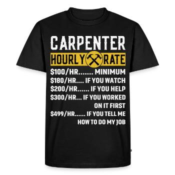 Vintage Carpenter Vêtements Woodworking Taux horaire - T-shirt Premium bio Homme - noir - Devant - Nico (187cm)