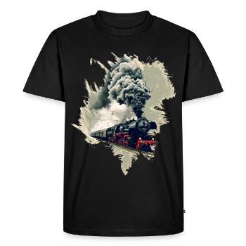 Ancienne locomotive à vapeur - T-shirt Premium bio Homme - noir - Devant - Nico (187cm)
