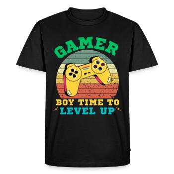 Gamer Boy Level Up Retro - T-shirt Premium bio Homme - noir - Devant - Nico (187cm)