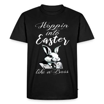 lapin de Pâques élégant avec costume et cravate - T-shirt Premium bio Homme - noir - Devant - Nico (187cm)
