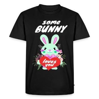cute easter bunny in love - Men's Premium Organic T-Shirt - black - Front - Nico (187cm)