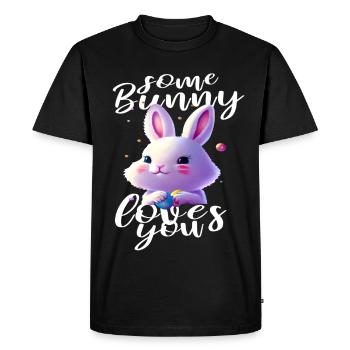 mignon lapin de Pâques vous aime - T-shirt Premium bio Homme - noir - Devant - Nico (187cm)
