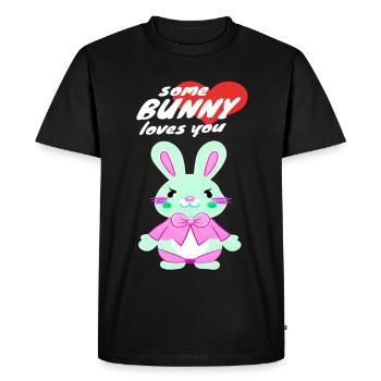 doux lapin de Pâques avec message d’amour - T-shirt Premium bio Homme - noir - Devant - Nico (187cm)