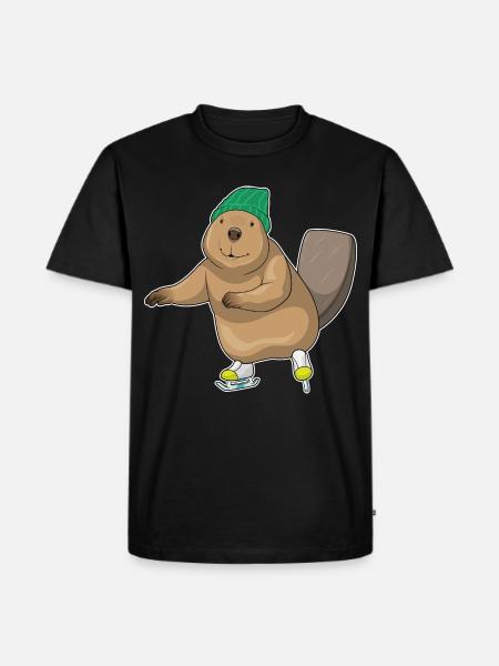Beaver Ice Skating Skates - Men's Premium Organic T-Shirt - black